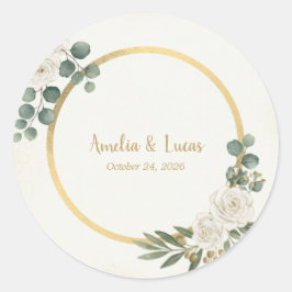 Adesivo Casamento Elegante com Verdejante e Dourado Marfim