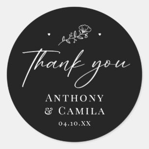 Adesivo Casamento Elegante de Agradecimento Preto