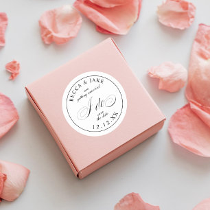 Adesivo Casamento Elegante de Caligrafia Branca e Negra