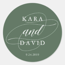 Casamento Elegante de Caligrafia Verde e Branca