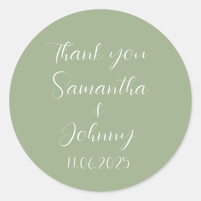 Adesivo Casamento Elegante de Casais da Caligrafia Verde (Frente)