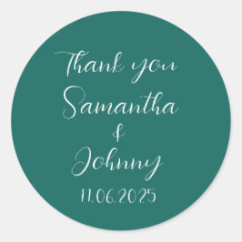 Adesivo Casamento Elegante de Casais de Caligrafia Verde E