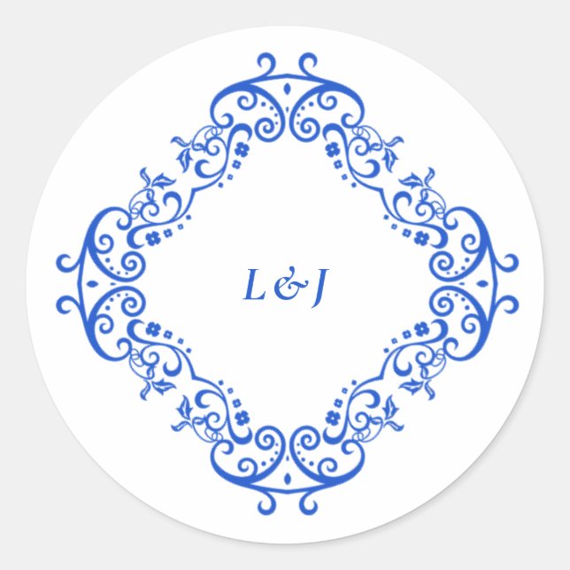 Adesivo Casamento elegante de chinoiserie azul (Frente)