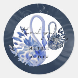 Adesivo Casamento Elegante de Cisnes Azul-Navy Personaliza