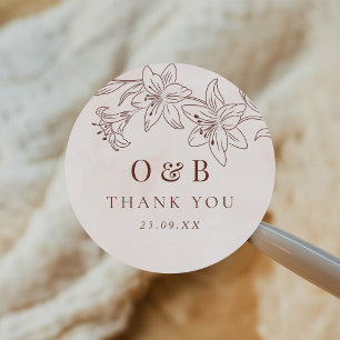 Adesivo Casamento Elegante de Desenho Floral Moderno Minim