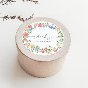 Adesivo Casamento Elegante De Flor Selvagem Obrigado A Fav