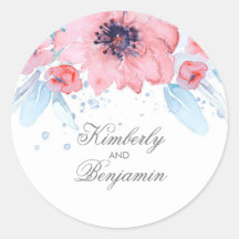 Casamento Elegante de Flores de Água Azuis e Rosa