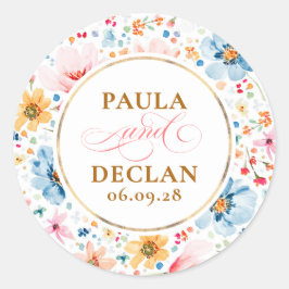 Adesivo Casamento Elegante de Flores Selvagens de Aquarela