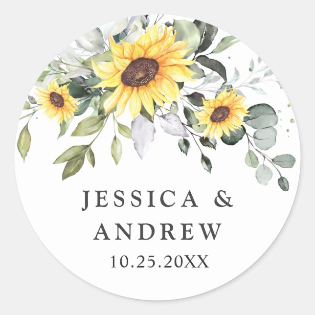 Adesivo Casamento Elegante de Girassóis Eucalyptus Waterco (Frente)