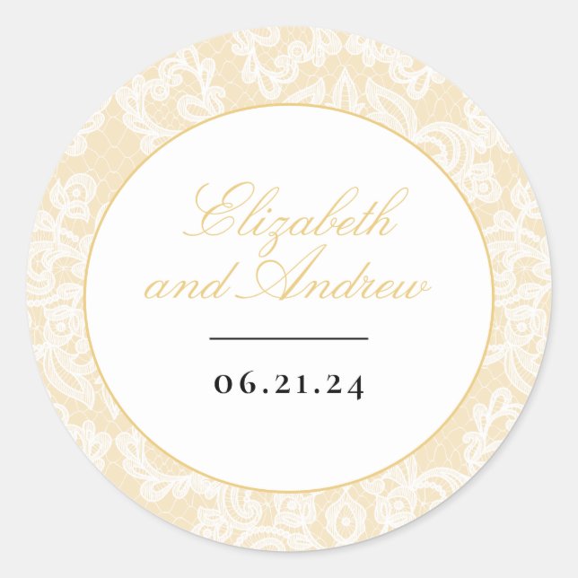 Adesivo Casamento Elegante de Lace Negro e Dourado (Frente)