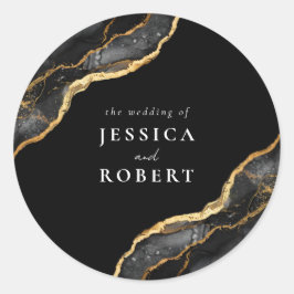 Adesivo Casamento Elegante de Marble Agate Dourado Negro