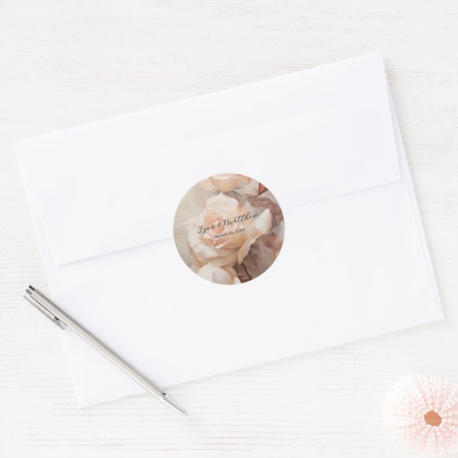 Adesivo Casamento Elegante de Rosas de Verão (Envelope)
