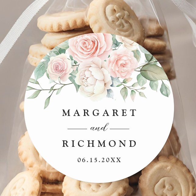 Adesivo Casamento Elegante de Rosas Rosa Escamosas (Criador carregado)