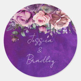 Adesivo Casamento elegante de rosas rosa púrpura