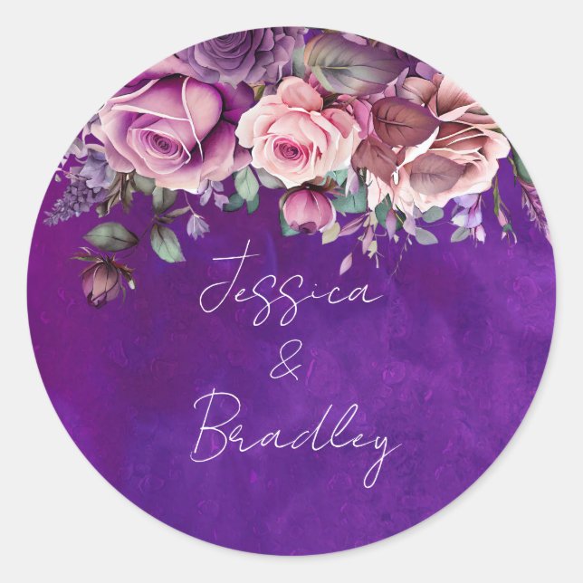 Adesivo Casamento elegante de rosas rosa púrpura (Frente)