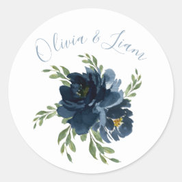 Adesivo Casamento Elegante de Script Moderno Floral Waterc