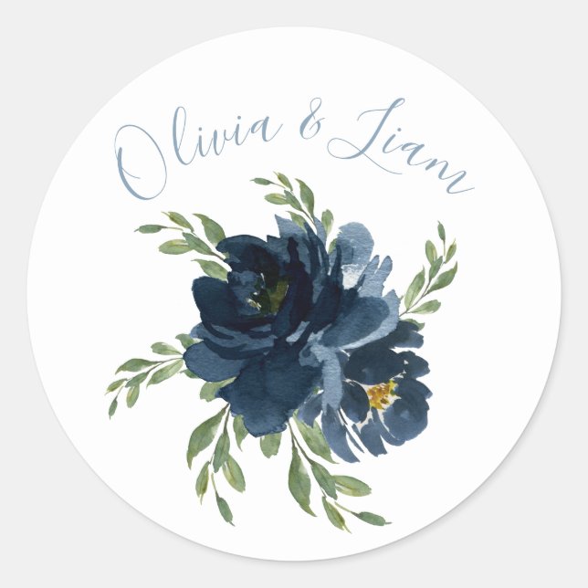 Adesivo Casamento Elegante de Script Moderno Floral Waterc (Frente)