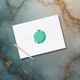 Adesivo Casamento Elegante de Teal Marble Watercolor