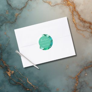 Adesivo Casamento Elegante de Teal Marble Watercolor