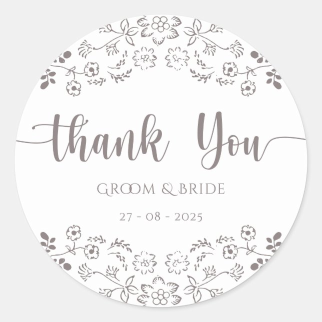 Adesivo Casamento Elegante design de rosa claro floral de (Frente)