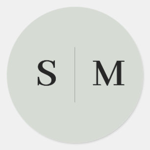 Adesivo Casamento elegante do Monograma Verde Sage