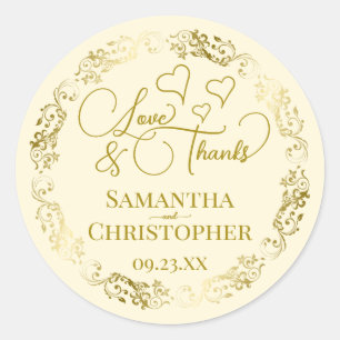 Adesivo Casamento Elegante Dourado e Creme
