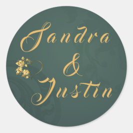 Adesivo Casamento Elegante Dourado Verde Escuro
