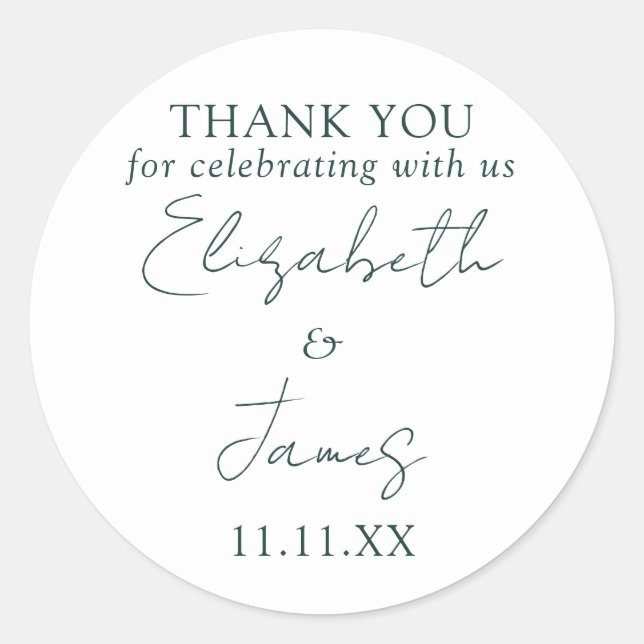 Adesivo Casamento Elegante Elegante Emerald Verde Obrigado (Frente)