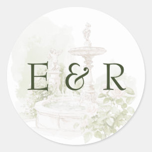 Adesivo Casamento Elegante em Jardim de Mansão em Aquarela