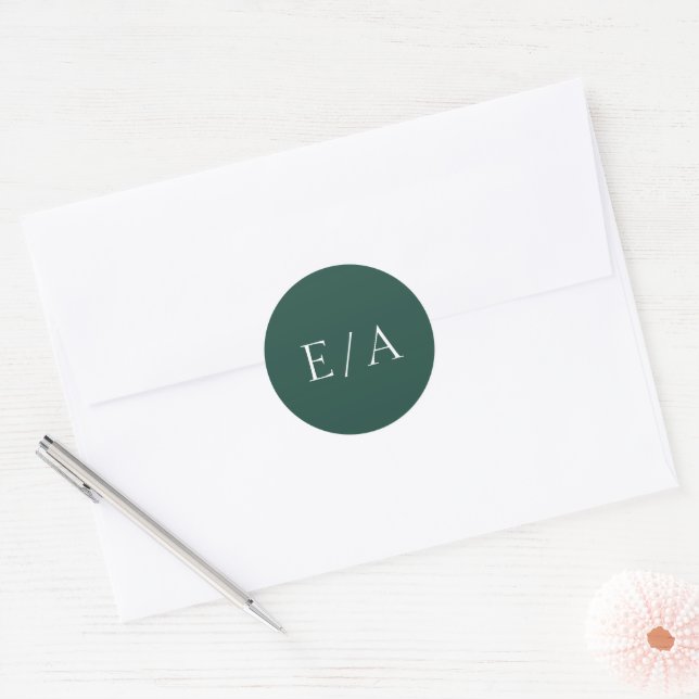 Adesivo Casamento Elegante Emerald Verde Mínimo Monograma (Envelope)
