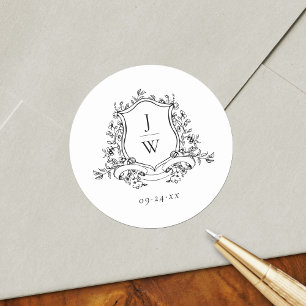 Adesivo Casamento Elegante Floral de Crest de Monograma Tr