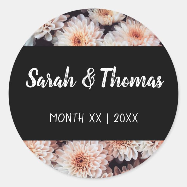 ADESIVO CASAMENTO ELEGANTE FLORAL DE DAHLIA BRANCA (Frente)