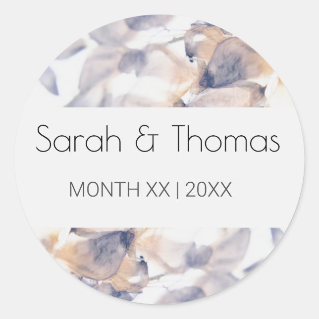 ADESIVO CASAMENTO ELEGANTE FLORAL DE PATELAS BRANCAS E AZU (Frente)