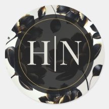Casamento Elegante Floral Preto e Dourado Greige