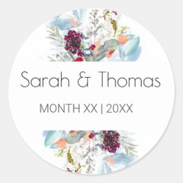 ADESIVO CASAMENTO ELEGANTE FLORAL VERMELHO BRANCO E LARANJ