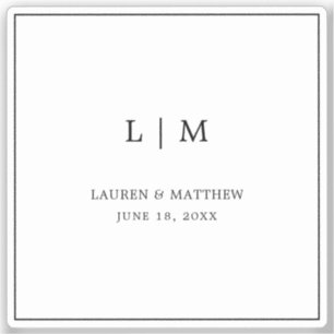 Adesivo Casamento Elegante Lauren Black and White Monogram
