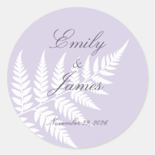 Adesivo Casamento Elegante Lavanda Suave e Samambaia Branc