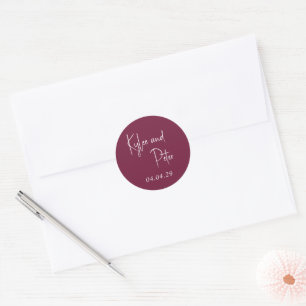 Adesivo Casamento Elegante Letra Manuscrita Borgonha Moder
