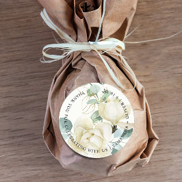 Adesivo Casamento Elegante Magnólia Eucalipto Obrigado