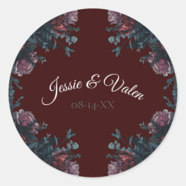 Adesivo Casamento Elegante Mauve Gothic da Maroon Escuro