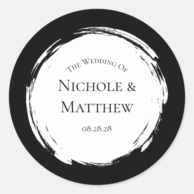 Adesivo Casamento Elegante Minimalista Negro e Branco (Frente)