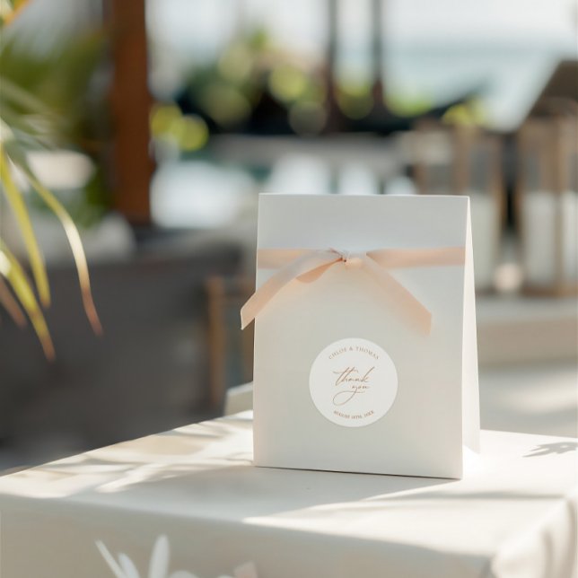Adesivo Casamento Elegante Minimalista Obrigado (Elegant Minimalist Wedding Thank You Classic Round Sticker)