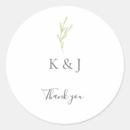 Adesivo Casamento Elegante Minimalista Obrigado Leaf Green