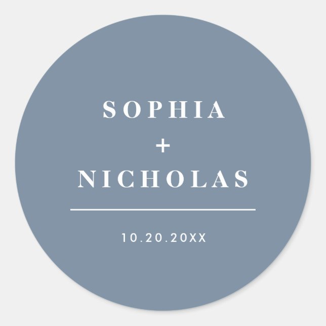 Adesivo Casamento Elegante Mínimo de Azul Moderno (Frente)