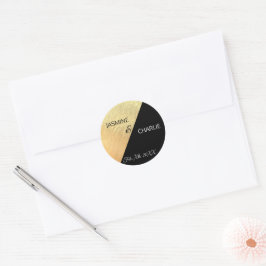 Adesivo Casamento Elegante Moderno Preto e Dourado com Fol