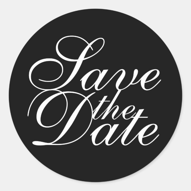 Adesivo Casamento Elegante Negro e Branco Salvar a Data (Frente)