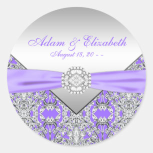 Adesivo Casamento Elegante Prata e Lavanda Roxo