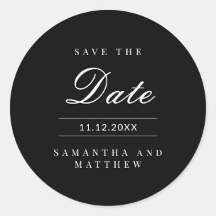 Adesivo Casamento Elegante Preto e Branco Save the Date