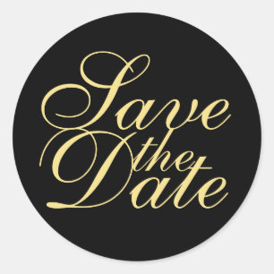 Adesivo Casamento Elegante Preto e Dourado Guarde a Data