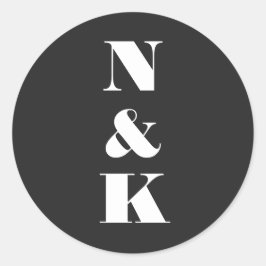 Adesivo Casamento Elegante Preto Monograma Moderno Minimal